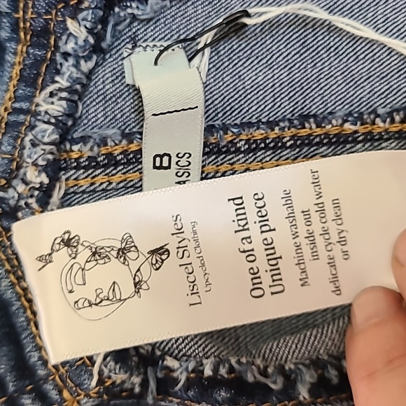 Urban Outfitters Mini Dress Size Medium Denim Skirtalls Money Hand Embellished - Picture 6 of 8